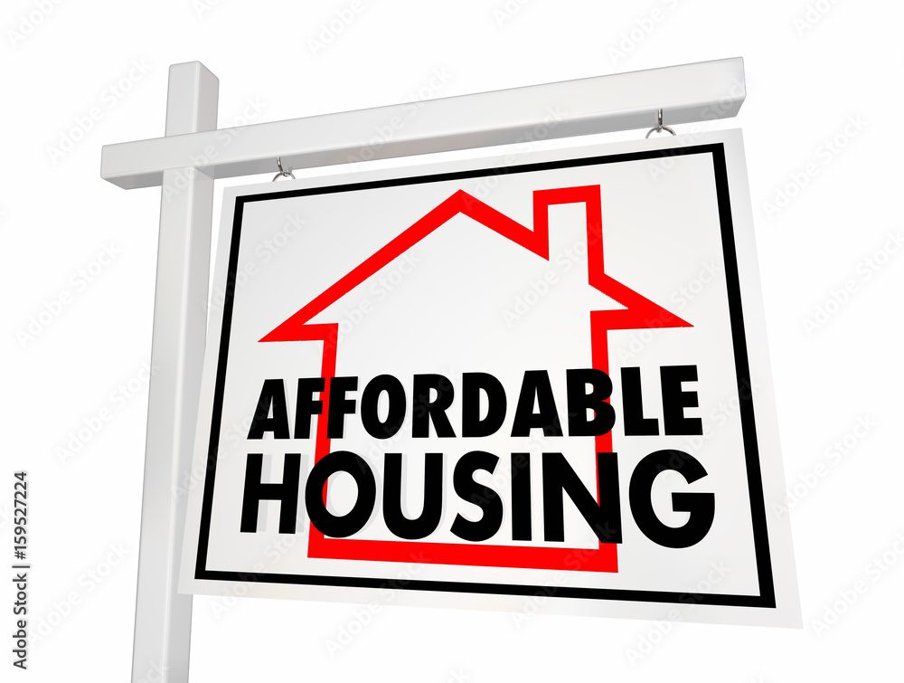 Affordable Housing Home for Sale Sign 3d Illustration