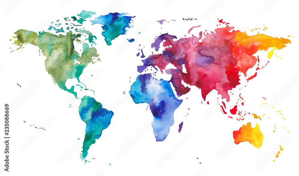 Watercolor World Map